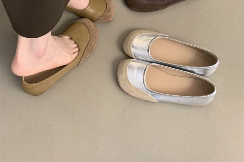 Faux Toe Flats Round Leather