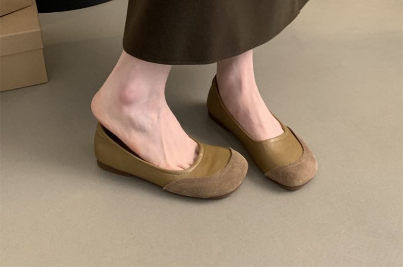 Faux Toe Flats Round Leather