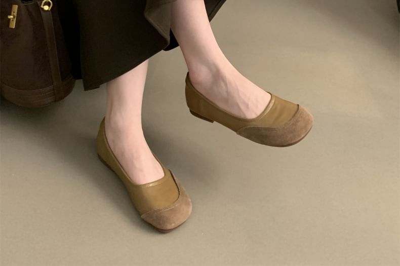 Faux Toe Flats Round Leather