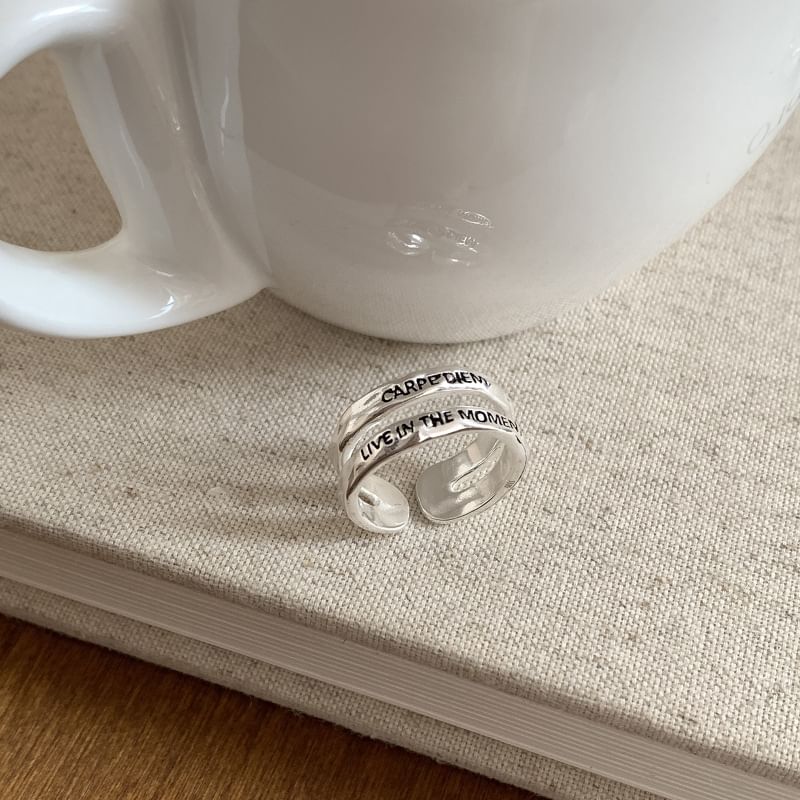 Agate Bead Alloy Open Ring / Lettering Layered Alloy Open Ring