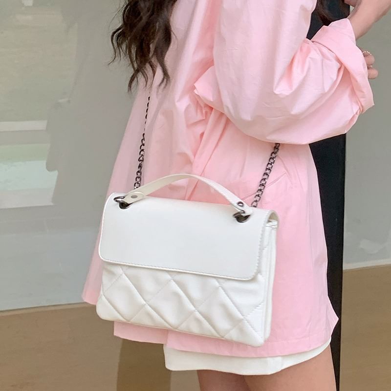 Quilted Chain Flap Shoulder Bag