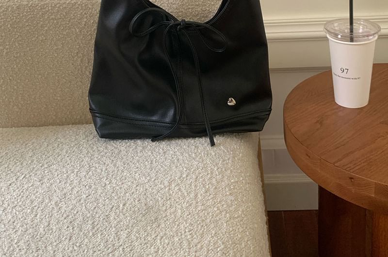 Tie-Up Bag Panel Tote Bow Heart Applique