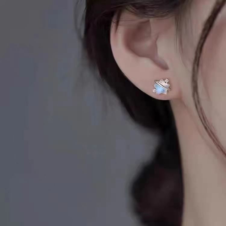 Star Resin Rhinestone S925 Sterling Silver Stud Earring