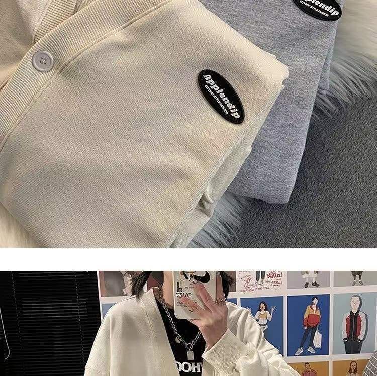 Plain V-Neck Button Jacket