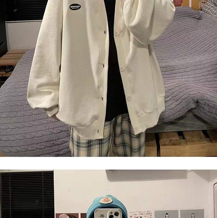 Plain V-Neck Button Jacket