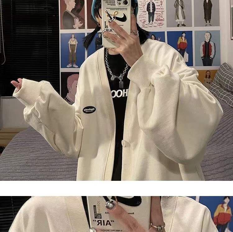 Plain V-Neck Button Jacket