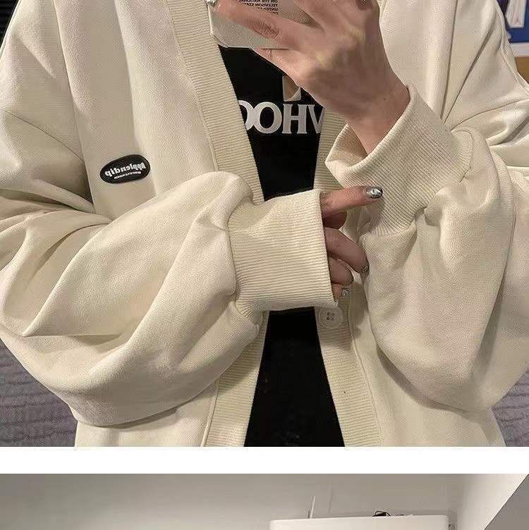 Plain V-Neck Button Jacket