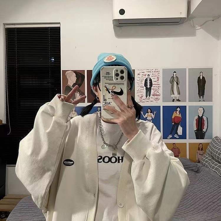 Plain V-Neck Button Jacket