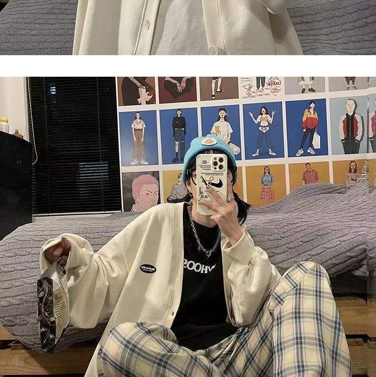 Plain V-Neck Button Jacket