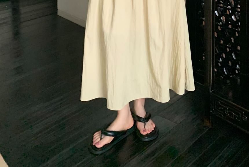 Skirt Waist A-Line Plain Maxi Elastic