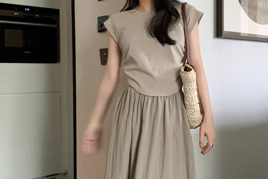 Skirt Waist A-Line Plain Maxi Elastic