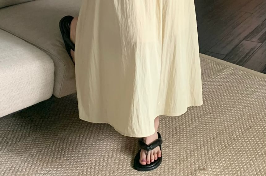 Skirt Waist A-Line Plain Maxi Elastic