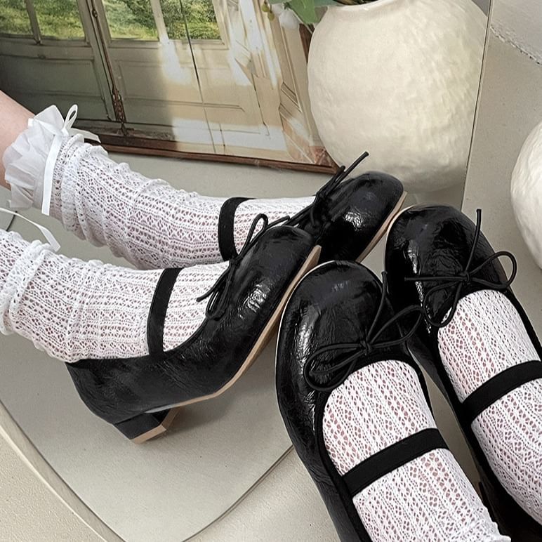 Mary Heel Shoes Jane Chunky Bow