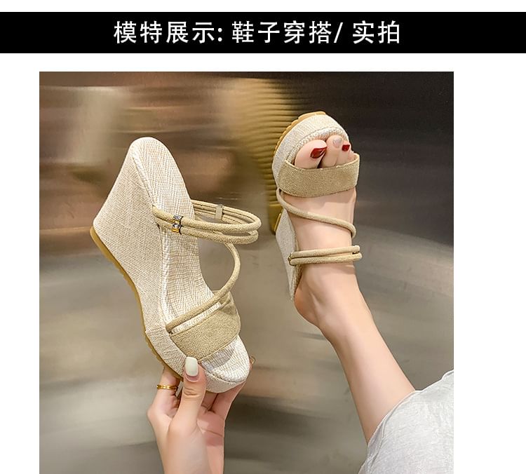 Wedge Strappy Platform Sandals Slide
