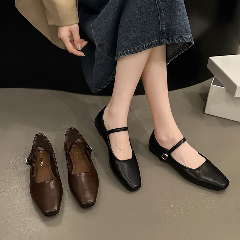 Square Toe Flats Mary Jane