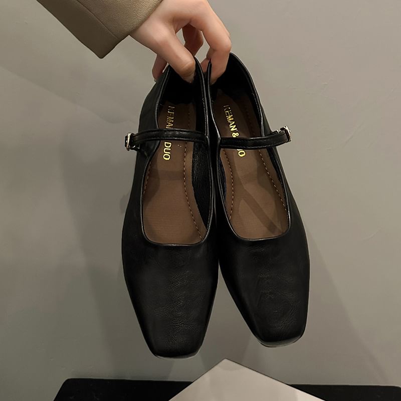 Square Toe Flats Mary Jane