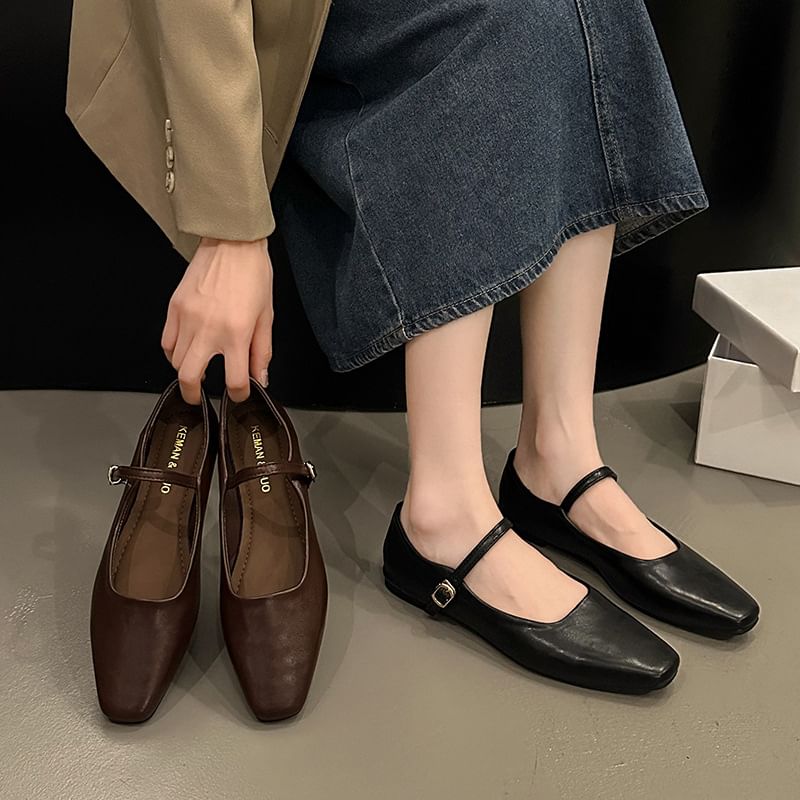 Square Toe Flats Mary Jane