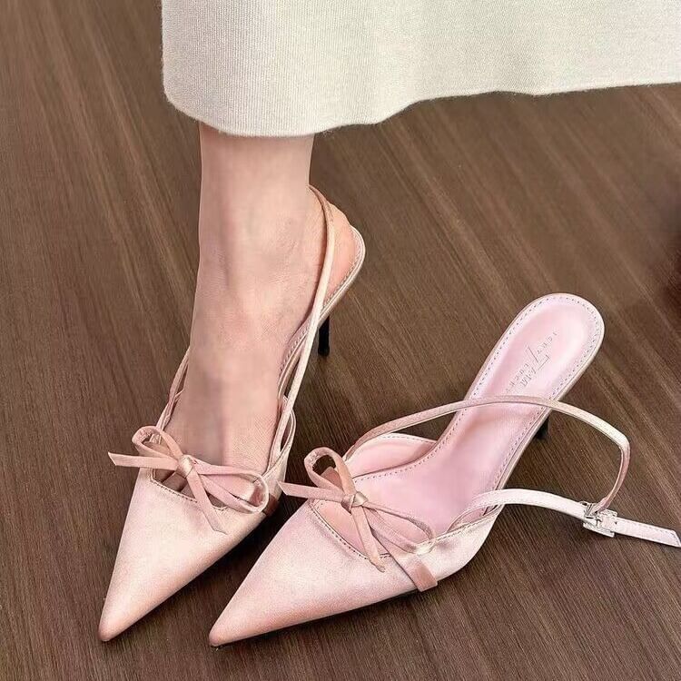 Sandals Pointed Bow Slingback Stiletto