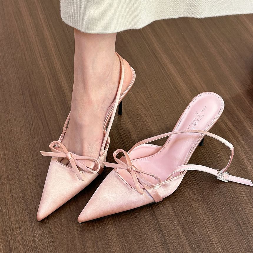 Sandals Pointed Bow Slingback Stiletto