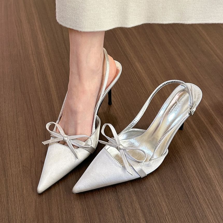 Sandals Pointed Bow Slingback Stiletto
