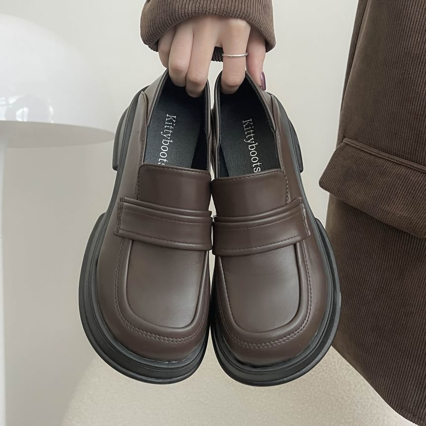 Chunky Heel Loafers Platform