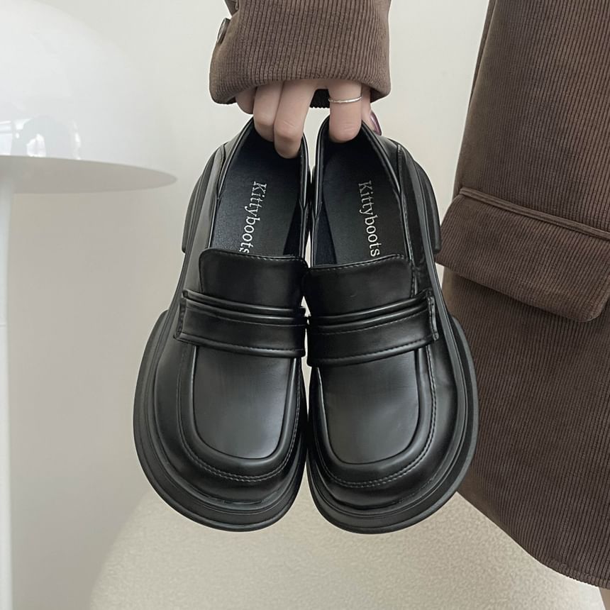 Chunky Heel Loafers Platform