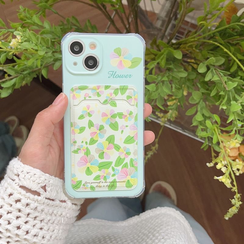 Card Case Floral Strap Holder Phone