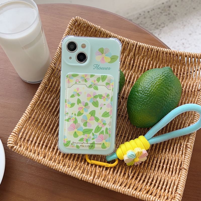 Card Case Floral Strap Holder Phone