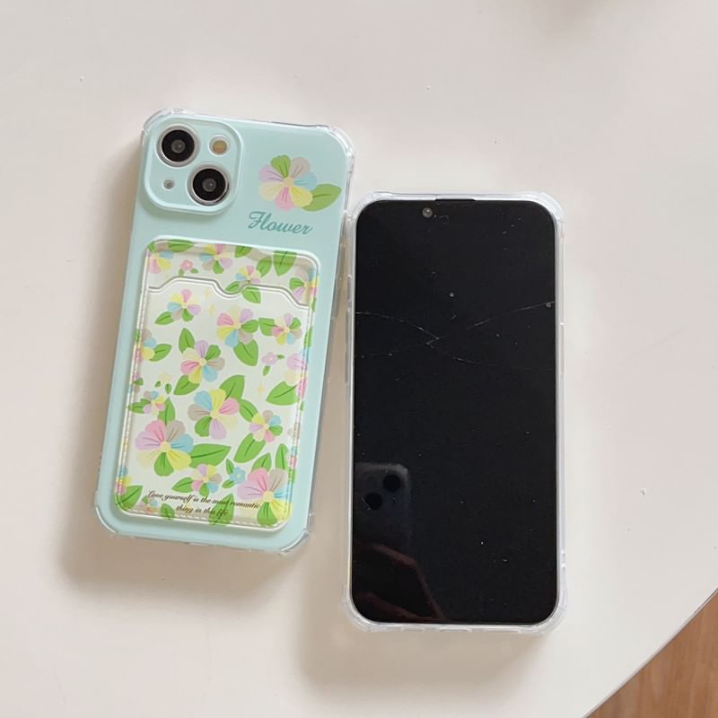 Card Case Floral Strap Holder Phone