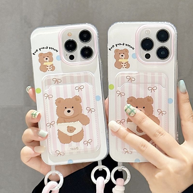 Case Strap Holder Card Bear Phone