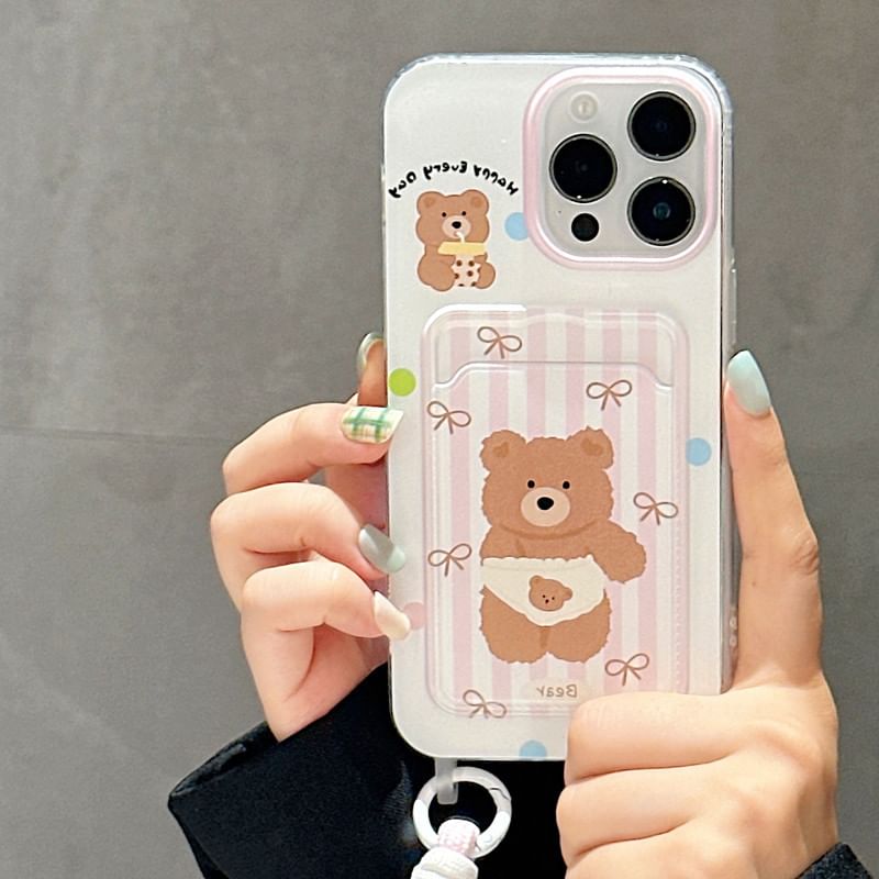 Case Strap Holder Card Bear Phone