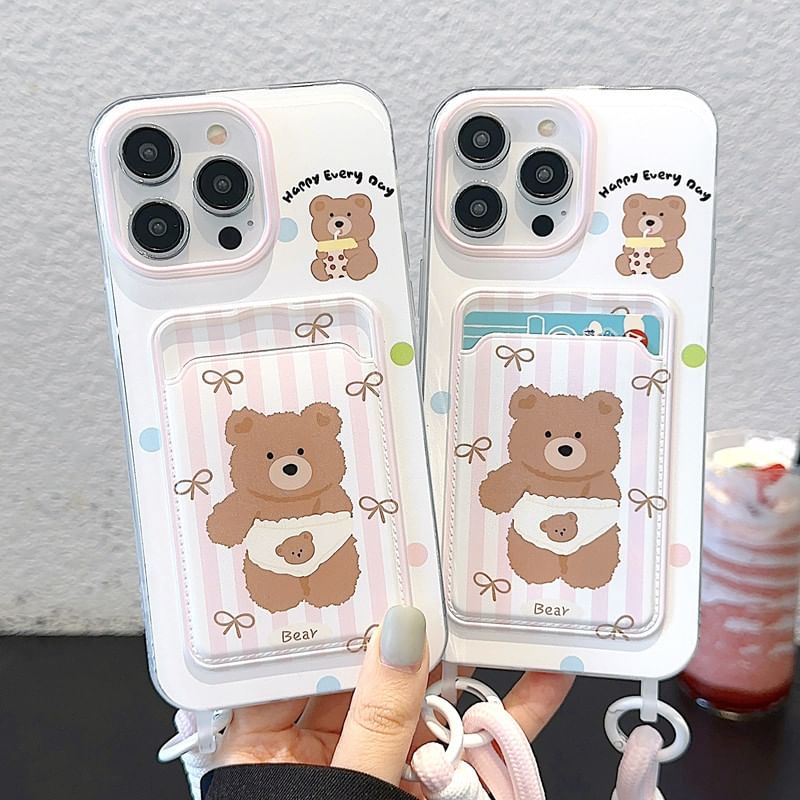 Case Strap Holder Card Bear Phone