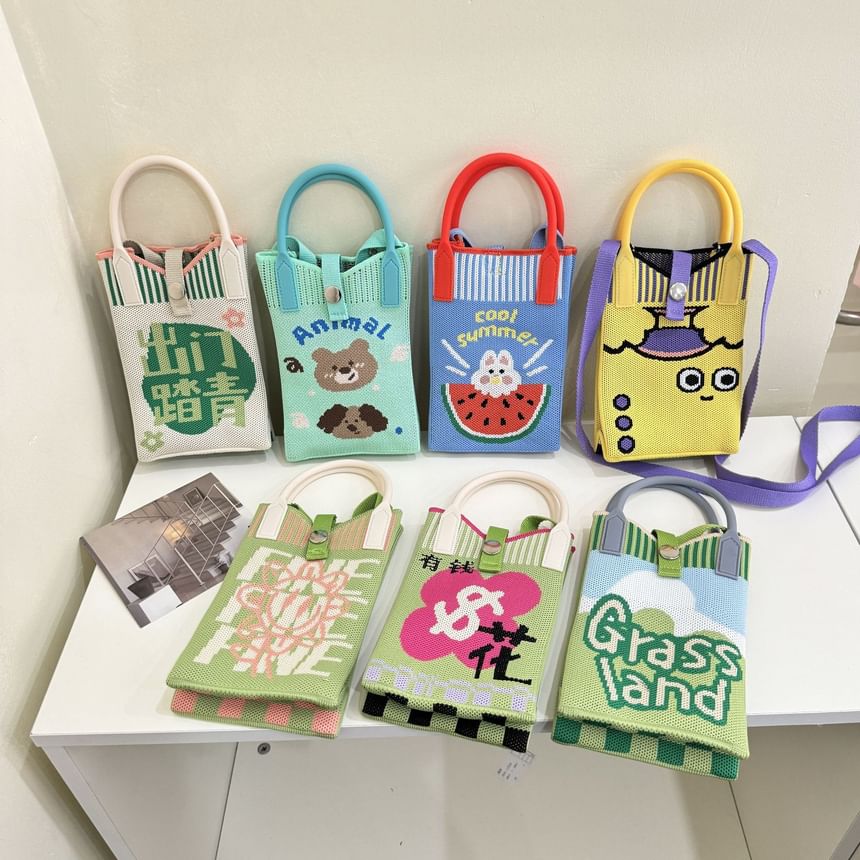 Top Print Knit Crossbody Bag Handle