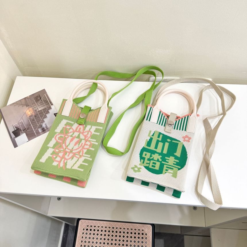 Top Print Knit Crossbody Bag Handle