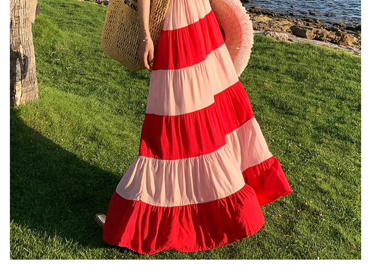 Striped Halter Maxi Sundress