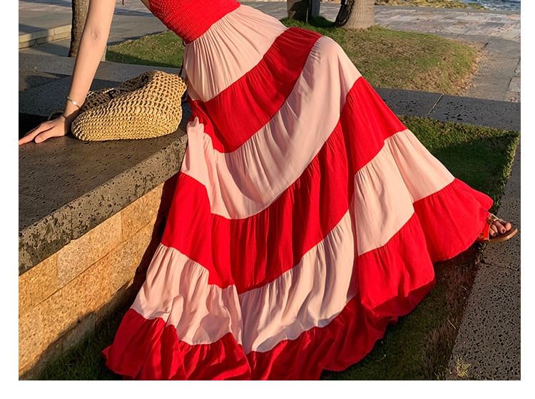 Striped Halter Maxi Sundress