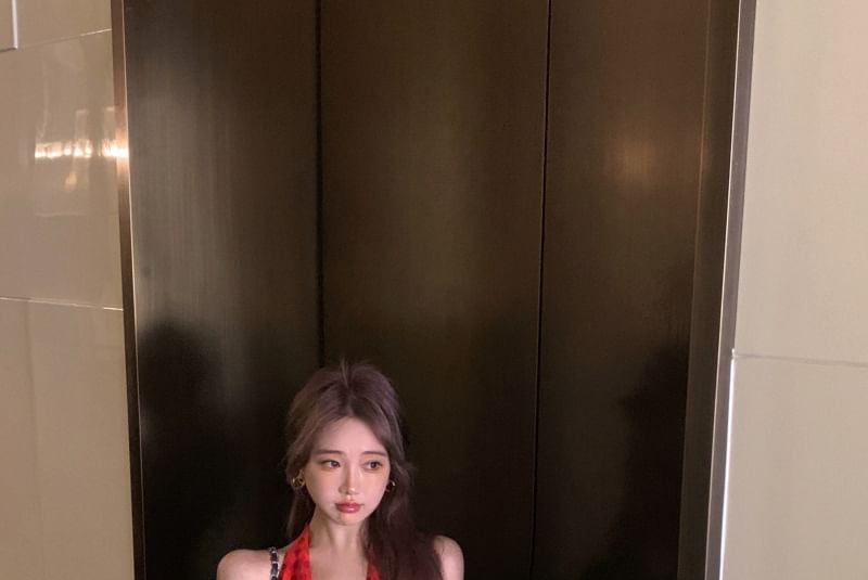 Smock Dress V-Neck Halter Dotted