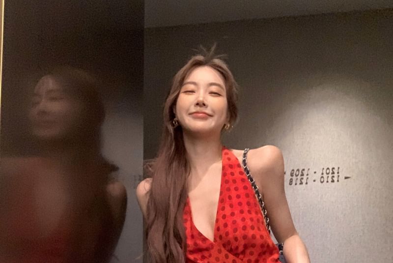 Smock Dress V-Neck Halter Dotted