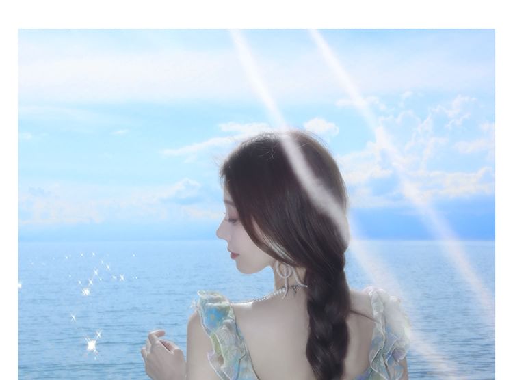 Cutout Sleeveless V-Neck Floral Sundress Ruffle Maxi