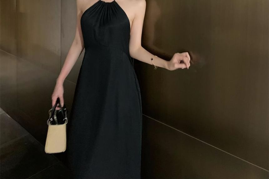 Halter Sundress Strappy Maxi Plain