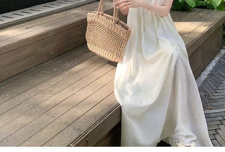 A-Line Spaghetti Dress Maxi Plain Strap