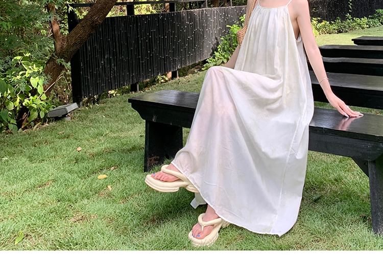 A-Line Spaghetti Dress Maxi Plain Strap