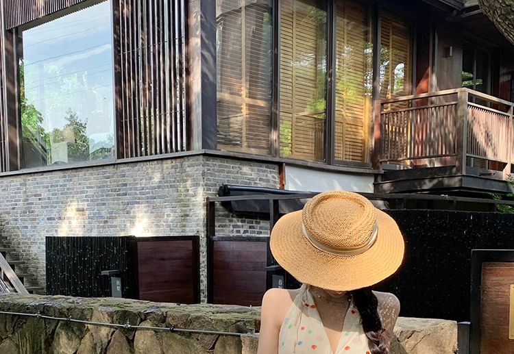 V-Neck Dress Halter A-Line Dotted Mini