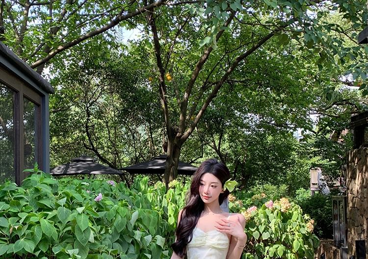 Print Strap Up A-Line Dress Maxi Patterned Lace Spaghetti