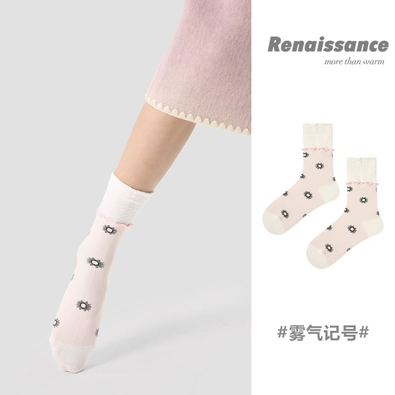 Floral Pattern Crew Socks