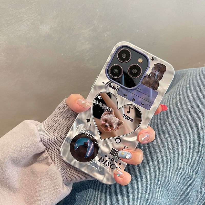 Heart Phone Mirrored Cat Case