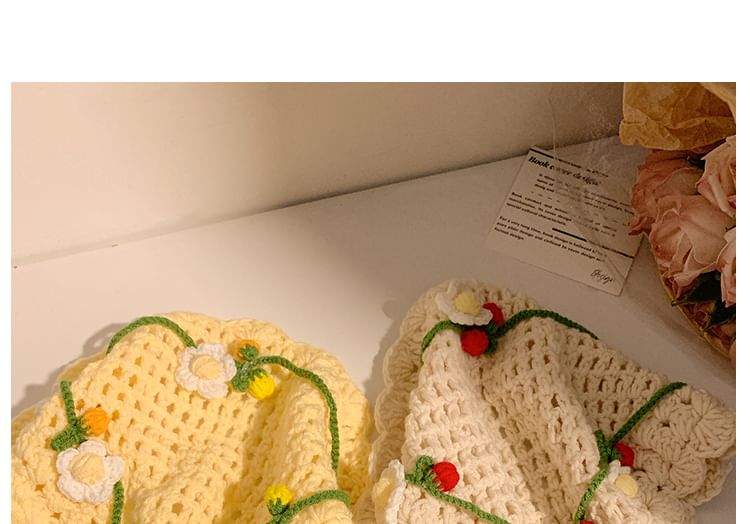 Tie Bonnet Crochet / Hat Floral Hair