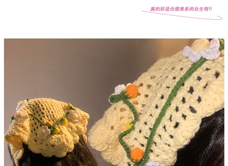 Tie Bonnet Crochet / Hat Floral Hair