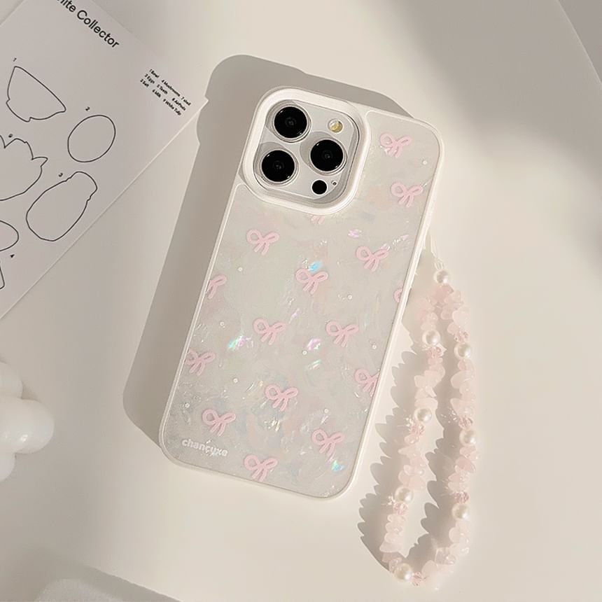Set Adhesive Decoration Bow Strap Phone Case Faux / Pearl