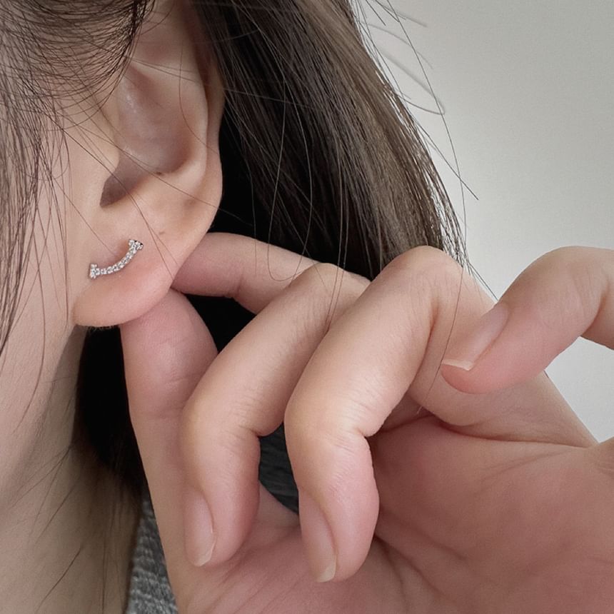 Earring Sterling Rhinestone Silver Stud